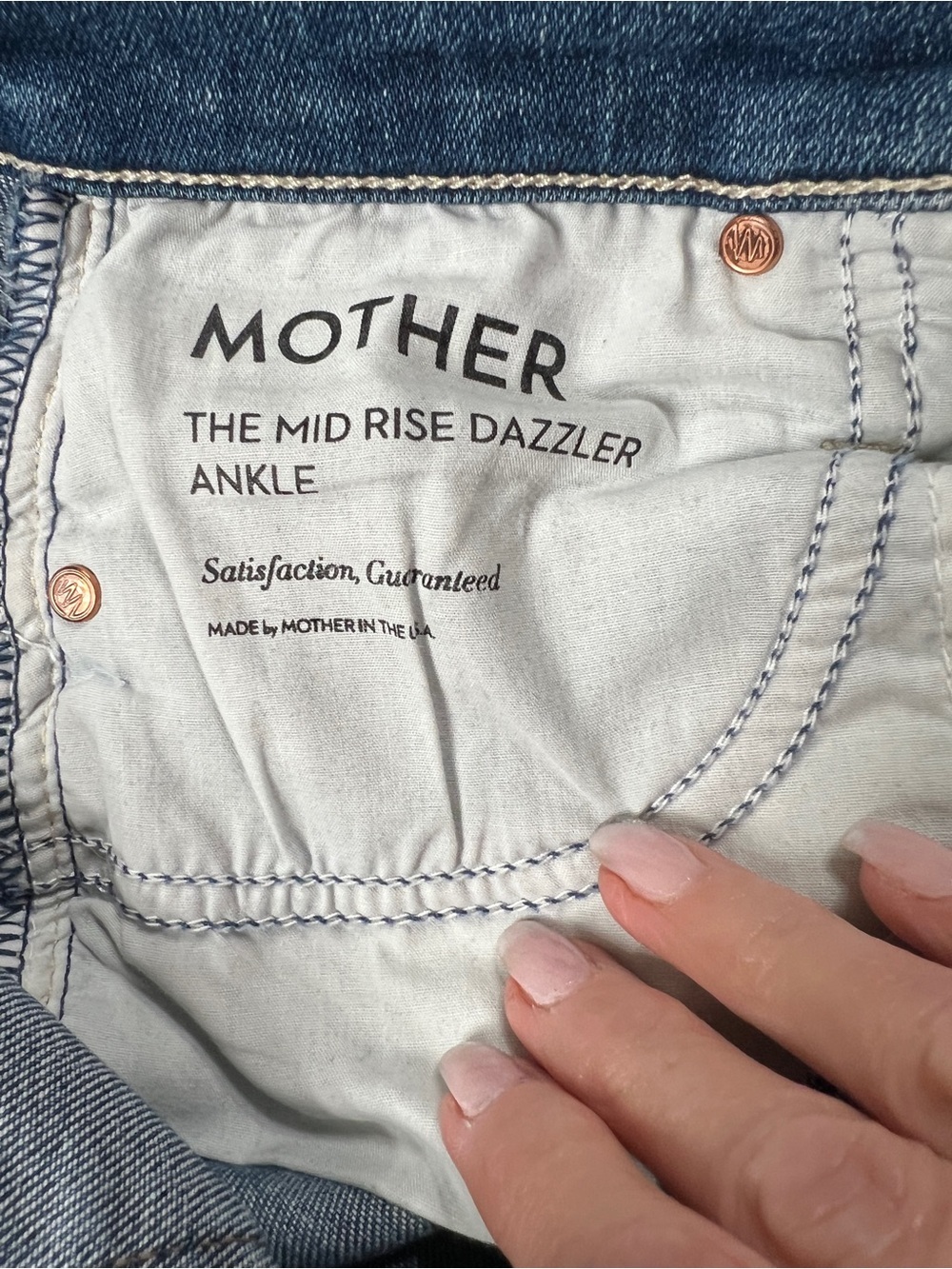 MOTHER Straight Leg Jeans in Washed Blue - Picture 5 of 5